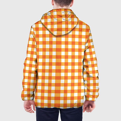 Мужская куртка Бело-оранжевые квадратики / 3D-Черный – фото 4