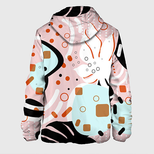 Мужская куртка Абстрактные фигуры с пальмовыми листами на розовом / 3D-Белый – фото 2