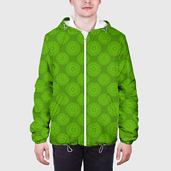 Куртка с капюшоном мужская Круглые абстрактные узоры, цвет: 3D-белый — фото 2