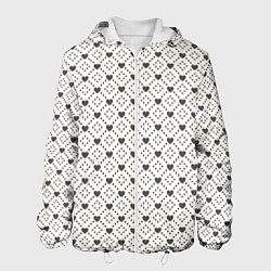 Куртка с капюшоном мужская Сердечки - текстуры, цвет: 3D-белый
