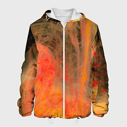 Куртка с капюшоном мужская Абстрактное множество красок - Оранжевый, цвет: 3D-белый