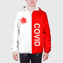 Куртка с капюшоном мужская COVID - ВИРУС, цвет: 3D-белый — фото 2