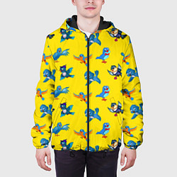 Куртка с капюшоном мужская Мультяшные птицы, цвет: 3D-черный — фото 2