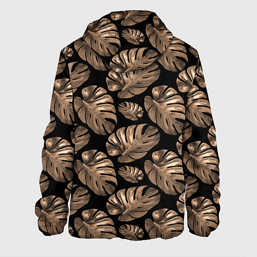 Мужская куртка Листья цветка монстеры на черном фоне / 3D-Черный – фото 2