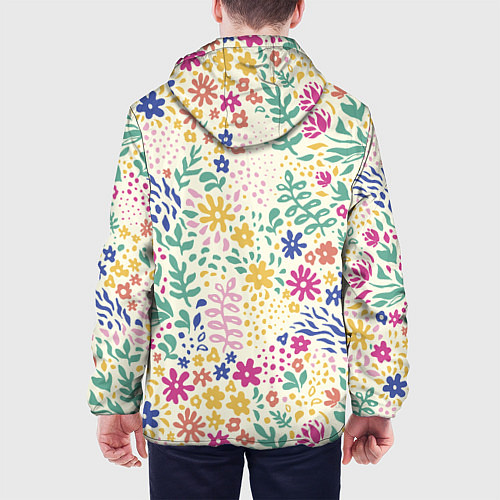 Мужская куртка Цветы Нарисованные Разноцветные / 3D-Черный – фото 4