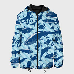 Куртка с капюшоном мужская Жители океанских глубин, цвет: 3D-черный