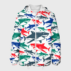 Мужская куртка Стая разноцветных акул - паттерн