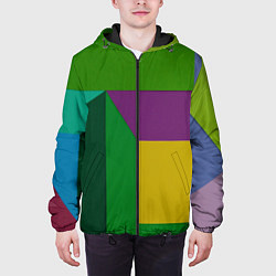 Куртка с капюшоном мужская Абстрактный случайный набор геометрических фигур -, цвет: 3D-черный — фото 2