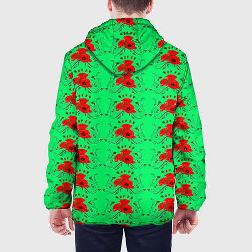 Мужская куртка Blooming red poppies / 3D-Черный – фото 4
