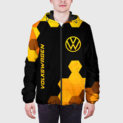 Куртка с капюшоном мужская Volkswagen - gold gradient: символ и надпись верти, цвет: 3D-черный — фото 2