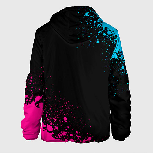 Мужская куртка Brawl Stars - neon gradient: символ и надпись верт / 3D-Черный – фото 2