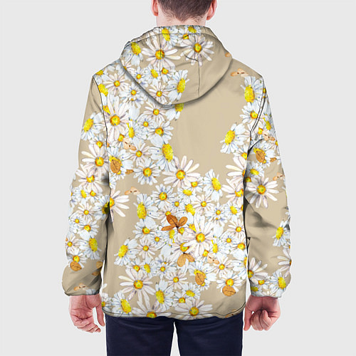 Мужская куртка Букет Нарисованных Цветущих Ромашек / 3D-Черный – фото 4