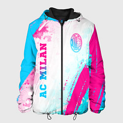 Куртка с капюшоном мужская AC Milan neon gradient style: символ и надпись вер, цвет: 3D-черный