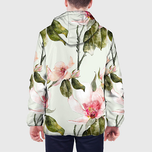 Мужская куртка Цветы Нарисованные Магнолии / 3D-Черный – фото 4