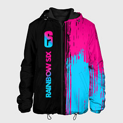 Куртка с капюшоном мужская Rainbow Six - neon gradient: по-вертикали, цвет: 3D-черный