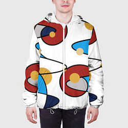 Куртка с капюшоном мужская Абстрактная композиция круги и спирали, цвет: 3D-белый — фото 2