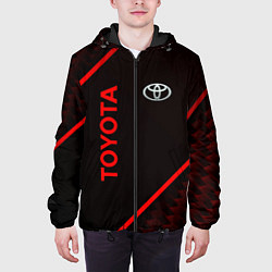 Куртка с капюшоном мужская Toyota Красная абстракция, цвет: 3D-черный — фото 2