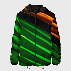 Куртка с капюшоном мужская Абстрактные зелёные и оранжевые поверхности, цвет: 3D-черный