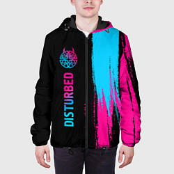 Куртка с капюшоном мужская Disturbed - neon gradient: по-вертикали, цвет: 3D-черный — фото 2
