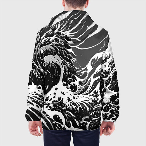 Мужская куртка Черно-белые волны / 3D-Черный – фото 4