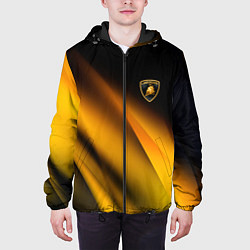 Куртка с капюшоном мужская Ламборгини - желтая абстракция, цвет: 3D-черный — фото 2
