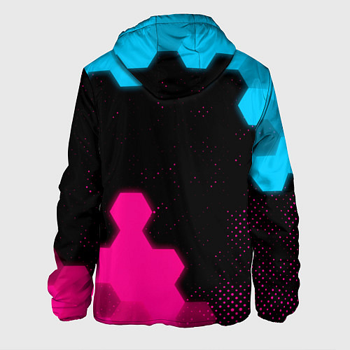 Мужская куртка Poppy Playtime - neon gradient: символ и надпись в / 3D-Черный – фото 2