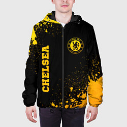 Куртка с капюшоном мужская Chelsea - gold gradient: символ и надпись вертикал, цвет: 3D-черный — фото 2