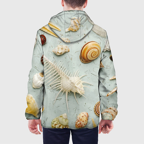 Мужская куртка Океанские ракушки и морские звёзды на песке / 3D-Черный – фото 4