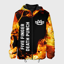 Куртка с капюшоном мужская Five Finger Death Punch и пылающий огонь, цвет: 3D-черный