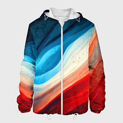 Куртка с капюшоном мужская Неоновые яркие волны, цвет: 3D-белый