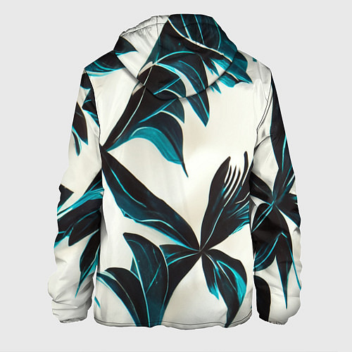 Мужская куртка Листья тропические тёмно-синие / 3D-Белый – фото 2