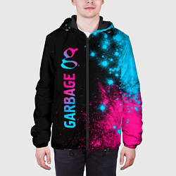 Куртка с капюшоном мужская Garbage - neon gradient: по-вертикали, цвет: 3D-черный — фото 2