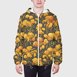 Куртка с капюшоном мужская Цветы в викторианском стиле, цвет: 3D-белый — фото 2