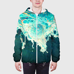 Куртка с капюшоном мужская Поток воды, цвет: 3D-белый — фото 2