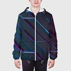 Куртка с капюшоном мужская Неоновая трёхмерная мозаика, цвет: 3D-белый — фото 2