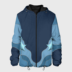 Куртка с капюшоном мужская Голубые линии и звезды Абстрактный принт со звезда, цвет: 3D-черный