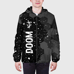 Куртка с капюшоном мужская Doom glitch на темном фоне: по-вертикали, цвет: 3D-черный — фото 2
