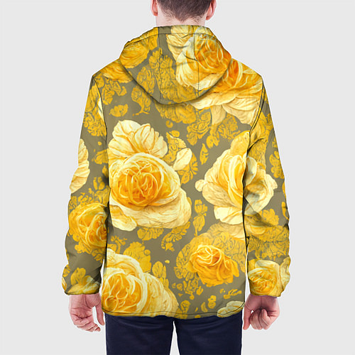 Мужская куртка Яркие желтые бутоны / 3D-Черный – фото 4