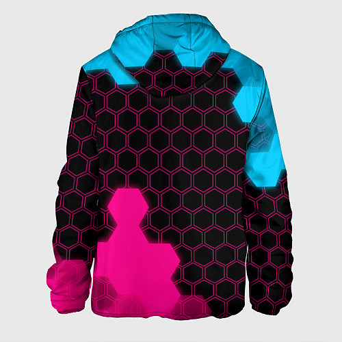 Мужская куртка GTA - neon gradient: надпись, символ / 3D-Черный – фото 2