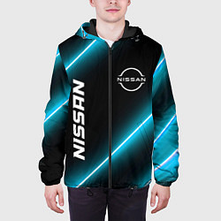 Куртка с капюшоном мужская Nissan неоновые лампы, цвет: 3D-черный — фото 2