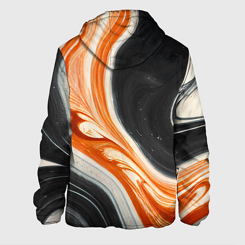 Мужская куртка Оранжевые разводы краски / 3D-Белый – фото 2