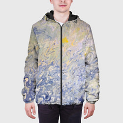 Куртка с капюшоном мужская Абстрактное множество мазков серой краски, цвет: 3D-черный — фото 2