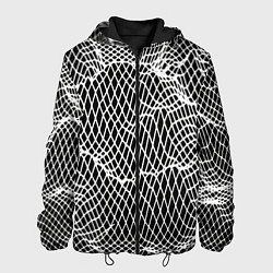 Куртка с капюшоном мужская Сетчатая текстура ткани, цвет: 3D-черный