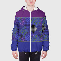 Куртка с капюшоном мужская Combined burgundy-blue pattern with patchwork, цвет: 3D-белый — фото 2