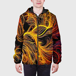 Куртка с капюшоном мужская Фрактальные перья, цвет: 3D-черный — фото 2