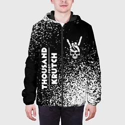 Куртка с капюшоном мужская Thousand Foot Krutch и рок символ на темном фоне, цвет: 3D-черный — фото 2