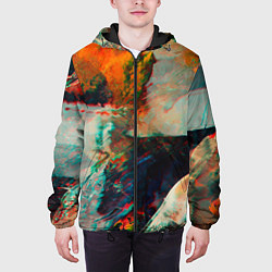 Куртка с капюшоном мужская Картинный холст со множеством красок, цвет: 3D-черный — фото 2