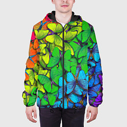Куртка с капюшоном мужская Бабочки и радуга, цвет: 3D-черный — фото 2
