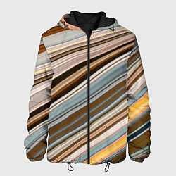 Куртка с капюшоном мужская Colored wavy lines, цвет: 3D-черный