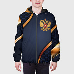 Куртка с капюшоном мужская Blue & gold герб России, цвет: 3D-черный — фото 2